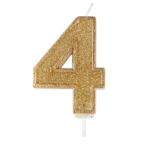 Number Candle – 4 – Glitter Dark Gold