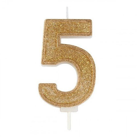 Number candle – 5 – Glitter Dark Gold