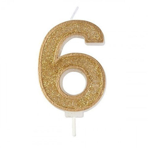 Number candle – 6 – Glitter Dark Gold