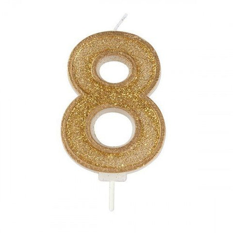 Number candle – 8 – Glitter Dark Gold
