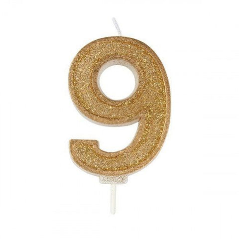 Number candle – 9 – Glitter Dark Gold