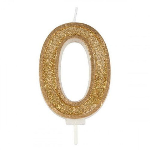 Number candle – 0 – Glitter Dark Gold