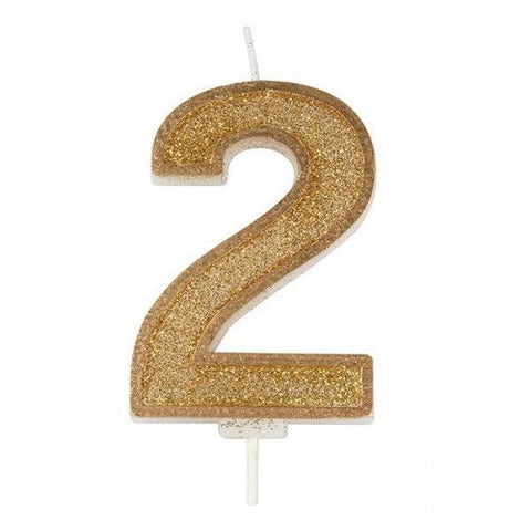 Number candle – 2 – Glitter Dark Gold