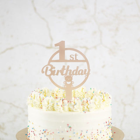 1st Birthday Taarttopper - Marble/Roze