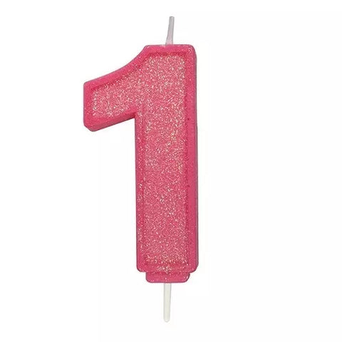 Culpitt Number Candle - 1 - Pink with Glitter