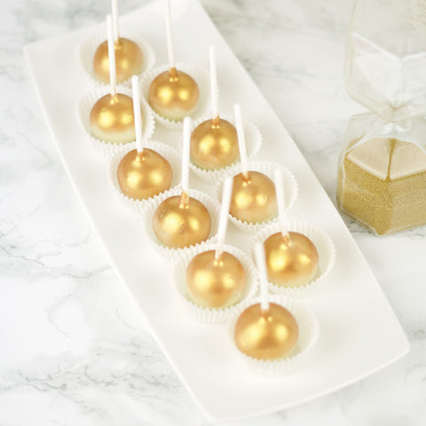 gouden cakepops met witte chocolade en metallic glans